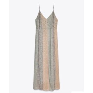 Zara Beaded Embellished Dress in Gray and Brown